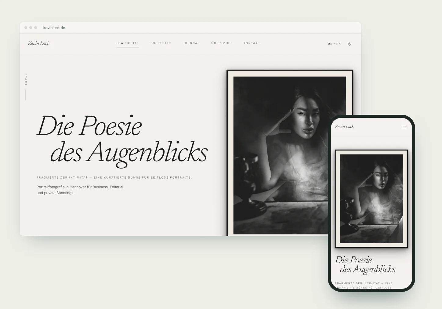 Fotoseite – Portfolio: Desktop- und Mobilansicht