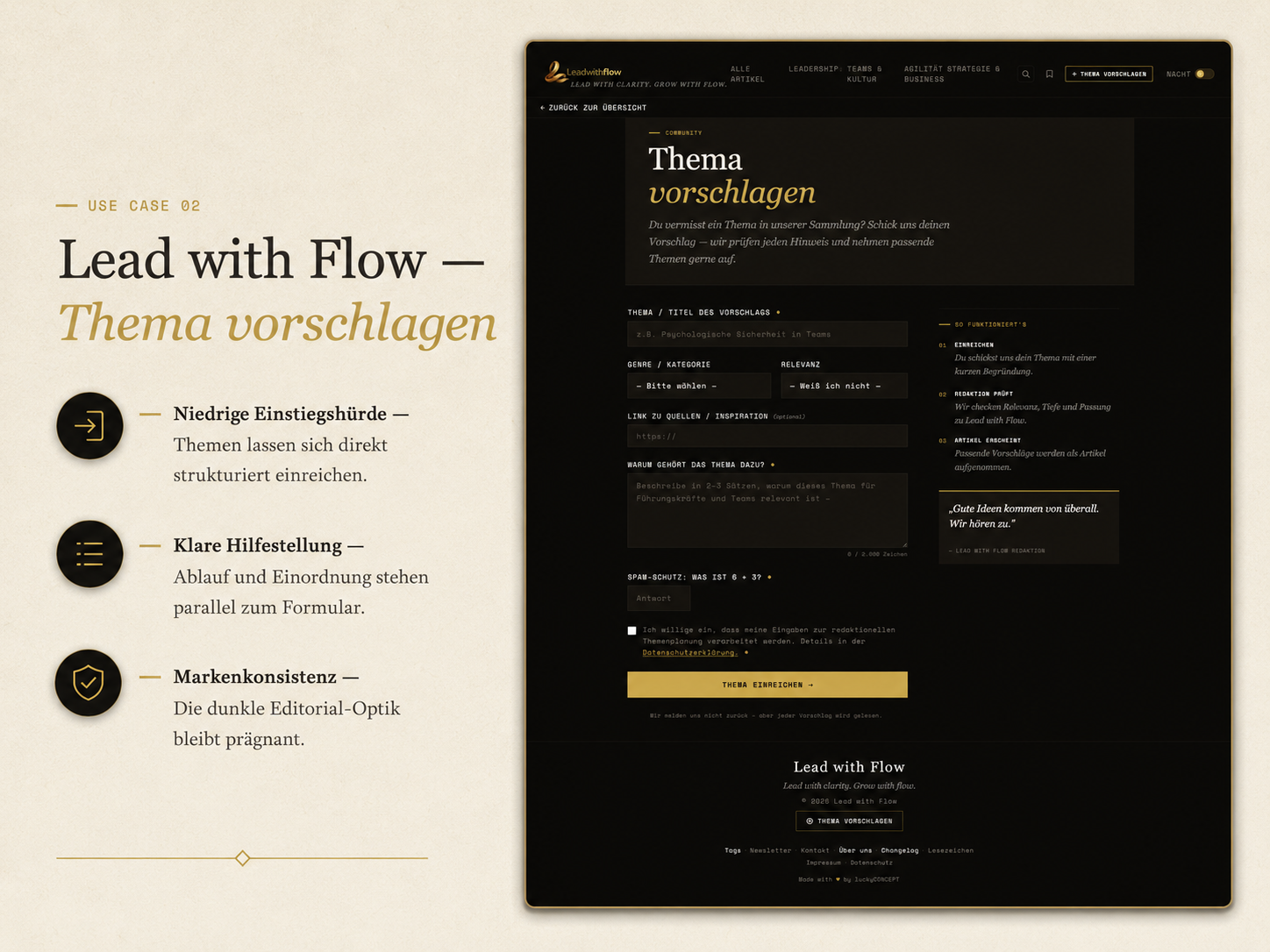 Lead with Flow Formular für Community-Themenvorschläge